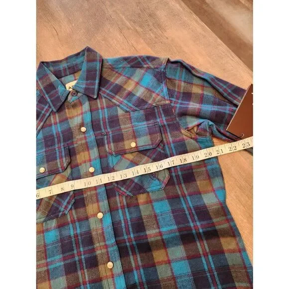 NWT Ariat Retro Fit Pearl snap men Small plaid longsleeve chest pocket embroider - Picture 4 of 11